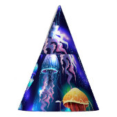 Gloeiende onderwater kwal horizontale banner feesthoedjes (Links)