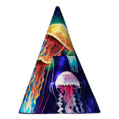 Gloeiende onderwater kwal horizontale banner feesthoedjes (Rechts)