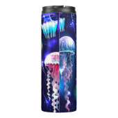 Gloeiende onderwater kwal horizontale banner thermosbeker (Achterkant)