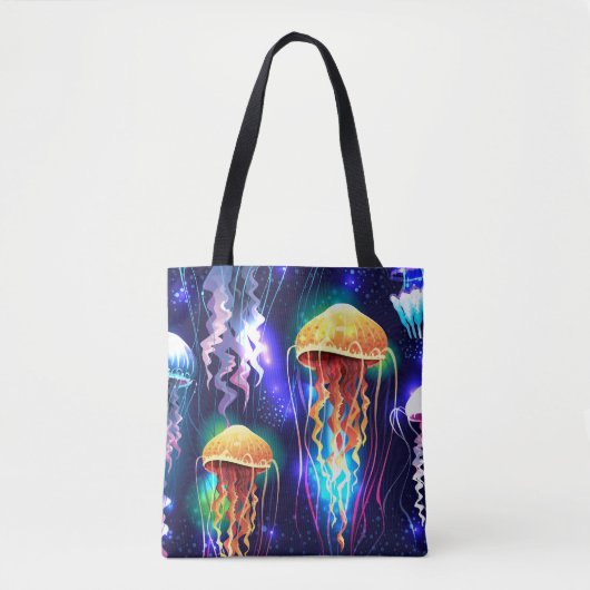 Gloeiende onderwater kwal horizontale banner tote bag (Voorkant)