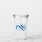 Gloeiende oneindigheid met blauwe roos acryl drinkbeker (Achterkant)