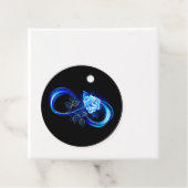 Gloeiende oneindigheid met blauwe roos bedankjes labels (In situ)