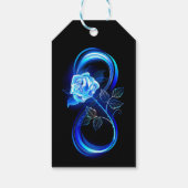 Gloeiende oneindigheid met blauwe roos cadeaulabel (Achterkant)