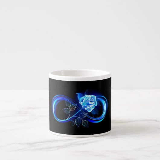 Gloeiende oneindigheid met blauwe roos espresso kop (Voorkant)