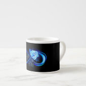 Gloeiende oneindigheid met blauwe roos espresso kop (Voorkant rechts)