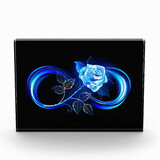Gloeiende oneindigheid met blauwe roos fotoblokken (Voorkant)