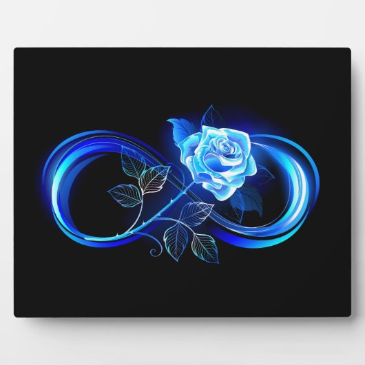 Gloeiende oneindigheid met blauwe roos fotoplaat (Voorkant)