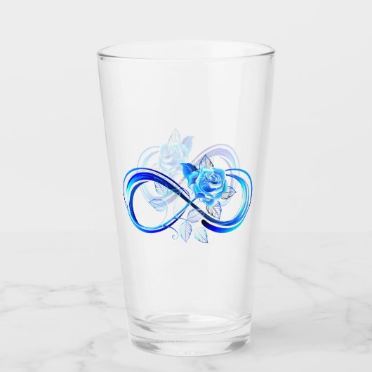 Gloeiende oneindigheid met blauwe roos glas (Voorkant)
