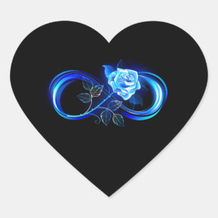 Gloeiende oneindigheid met blauwe roos hart sticker