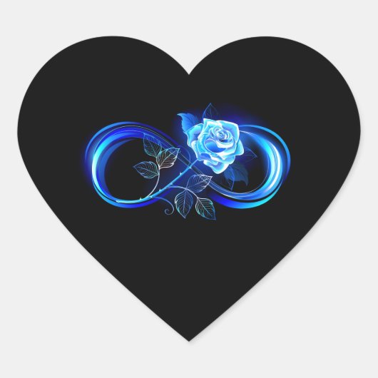 Gloeiende oneindigheid met blauwe roos hart sticker (Voorkant)