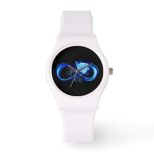 Gloeiende oneindigheid met blauwe roos horloge