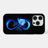 Gloeiende oneindigheid met blauwe roos iPhone hoesje (Achterkant horizontaal)