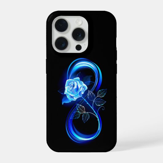 Gloeiende oneindigheid met blauwe roos iPhone hoesje (Achterkant)