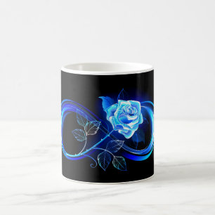 Gloeiende oneindigheid met blauwe roos koffiemok
