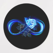 Gloeiende oneindigheid met blauwe roos labels (Design 2)