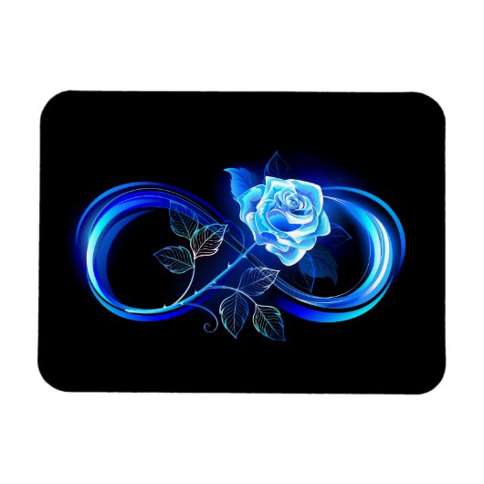 Gloeiende oneindigheid met blauwe roos magneet (Horizontaal)