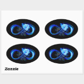 Gloeiende oneindigheid met blauwe roos ovale sticker (Vel)