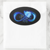 Gloeiende oneindigheid met blauwe roos ovale sticker (Tas)