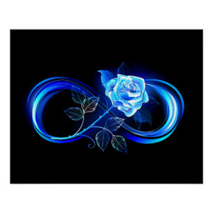 Gloeiende oneindigheid met blauwe roos perfect poster
