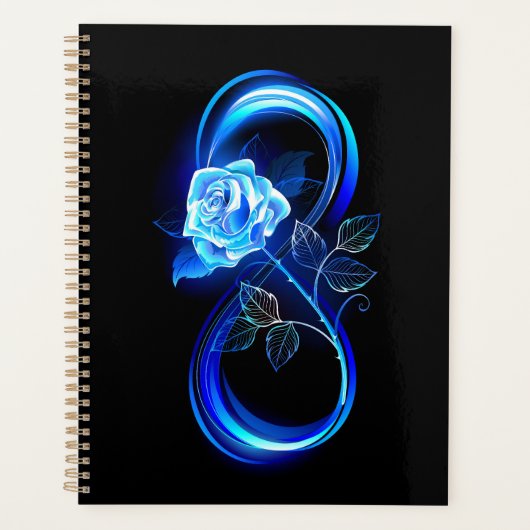 Gloeiende oneindigheid met blauwe roos planner (Voorkant)