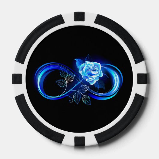 Gloeiende oneindigheid met blauwe roos poker chips (Voorkant)
