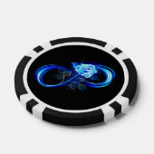 Gloeiende oneindigheid met blauwe roos poker chips (Enkel)