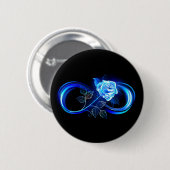 Gloeiende oneindigheid met blauwe roos ronde button 5,7 cm (Voorkant /achterkant)