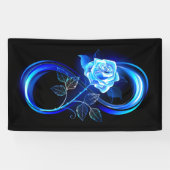 Gloeiende oneindigheid met blauwe roos spandoek (Horizontaal)