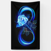 Gloeiende oneindigheid met blauwe roos spandoek (Verticaal)