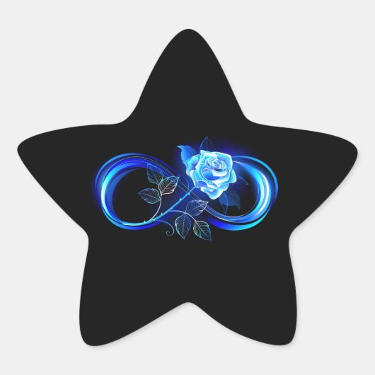 Gloeiende oneindigheid met blauwe roos ster sticker (Voorkant)