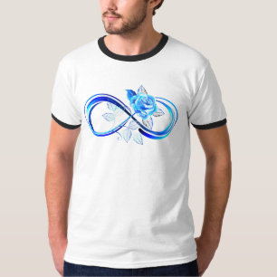 Gloeiende oneindigheid met blauwe roos t-shirt
