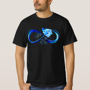 Gloeiende oneindigheid met blauwe roos t-shirt