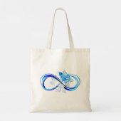 Gloeiende oneindigheid met blauwe roos tote bag (Achterkant)