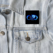 Gloeiende oneindigheid met blauwe roos vierkante button 5,1 cm (In situ)