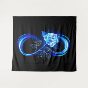 Gloeiende oneindigheid met blauwe roos wandkleed