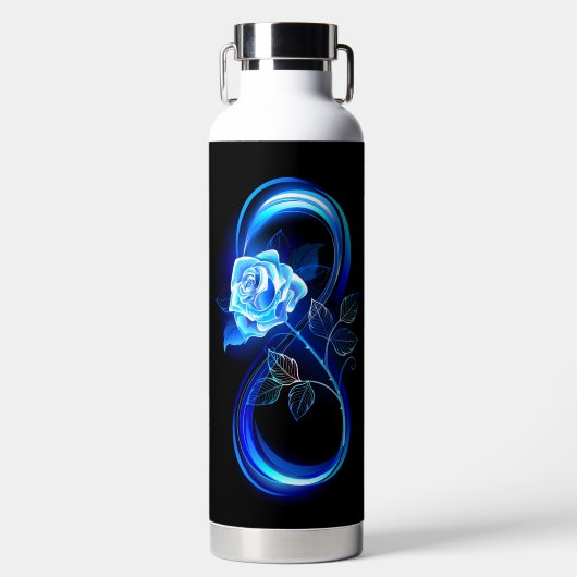 Gloeiende oneindigheid met blauwe roos waterfles (Voorkant)