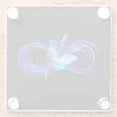 Gloeiende Oneindigheid met Magische Vlinder Glazen Onderzetter (Achterkant)