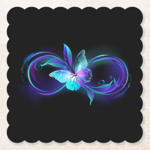 Gloeiende oneindigheid met magische vlinder kartonnen onderzetters
