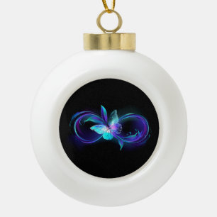 Gloeiende Oneindigheid met Magische Vlinder Keramische Bal Ornament