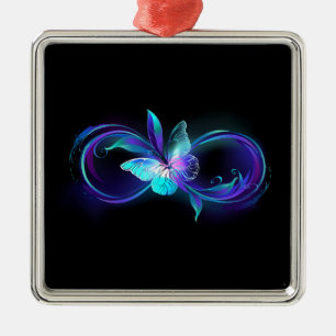 Gloeiende Oneindigheid met Magische Vlinder Metalen Ornament