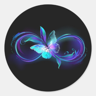Gloeiende Oneindigheid met Magische Vlinder Ronde Sticker