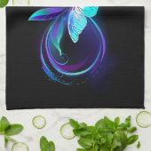 Gloeiende Oneindigheid met Magische Vlinder Theedoek (Gevouwen)