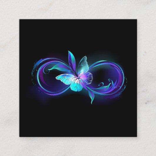 Gloeiende oneindigheid met magische vlinder vierkante visitekaartje (Voorkant)