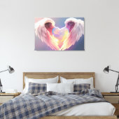 *~* Gloeiende Opal Hart Engel Vleugels Blauw AP78 Canvas Afdruk (Insitu (Slaapkamer))