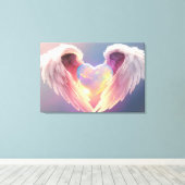 *~* Gloeiende Opal Hart Engel Vleugels Blauw AP78 Canvas Afdruk (Insitu (Houten vloer))