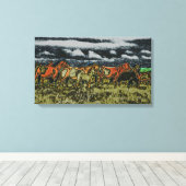 Gloeiende paarden canvas afdruk (Insitu (Houten vloer))