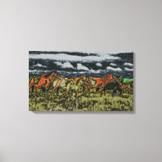 Gloeiende paarden canvas afdruk