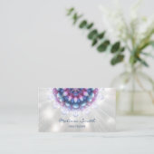 Gloeiende Paarse Blauwe Mandala Visitekaartje (Staand voorkant)