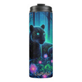Gloeiende panter in een bioluminescent bos thermosbeker (Voorkant)