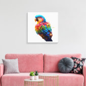gloeiende papegaai canvas afdruk (Insitu (Woonkamer))